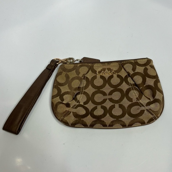 Coach canvas wristlet tan small - Picture 1 of 9